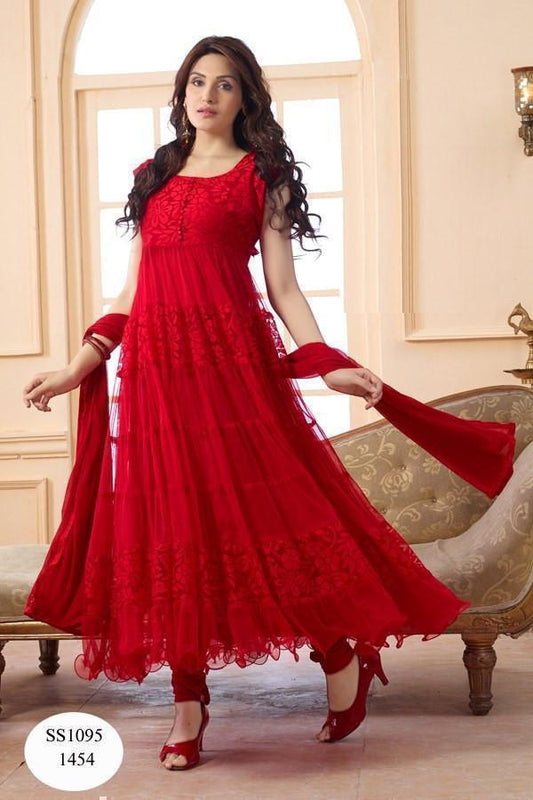Beautiful Latest Hot Red Anarkali Suit - Ethnicyug