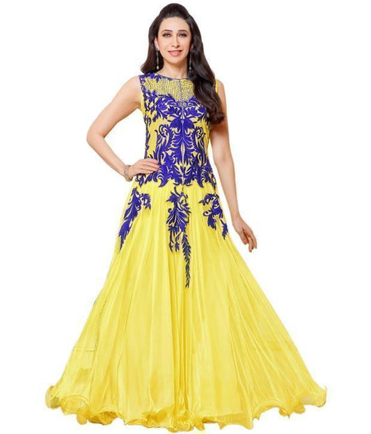 Beautiful Karishma Lemon Yellow Embroidered Anarkali Suit - Ethnicyug