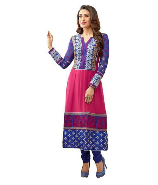 Beautiful Casual wear Pink and Blue Salwar Suit - Ethnicyug