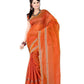 Auspicious Festival wear Orange Cotton Silk Saree - Ethnicyug