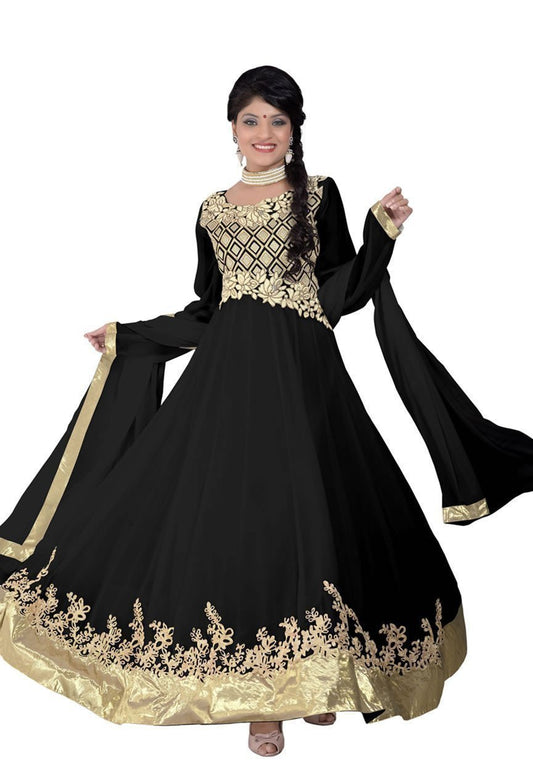 Alluring Black Color Wedding Wear Designer Long Length Anarkali - Ethnicyug