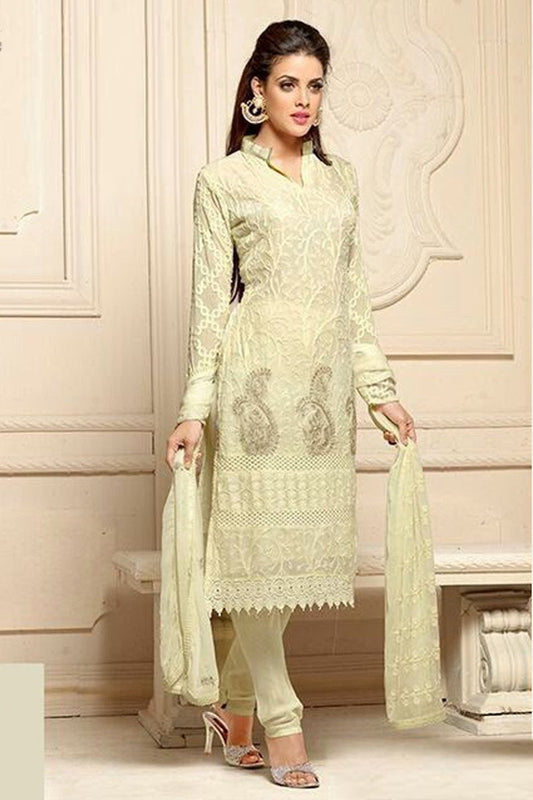 Beautiful Off White Semi Stitched Party Wear Salwar Kameez EBSFSK15503A - Ethnicyug