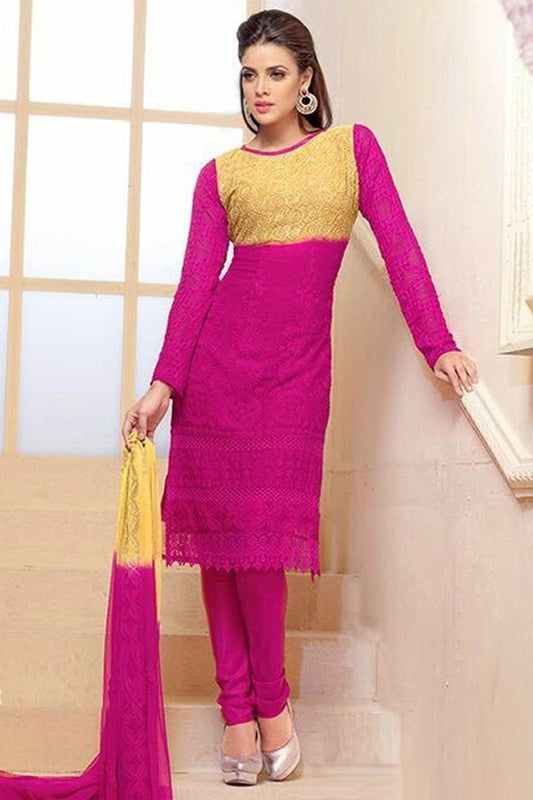 Amazing Pink Semi Stitched Party Wear Salwar Kameez EBSFSK15503B - Ethnicyug