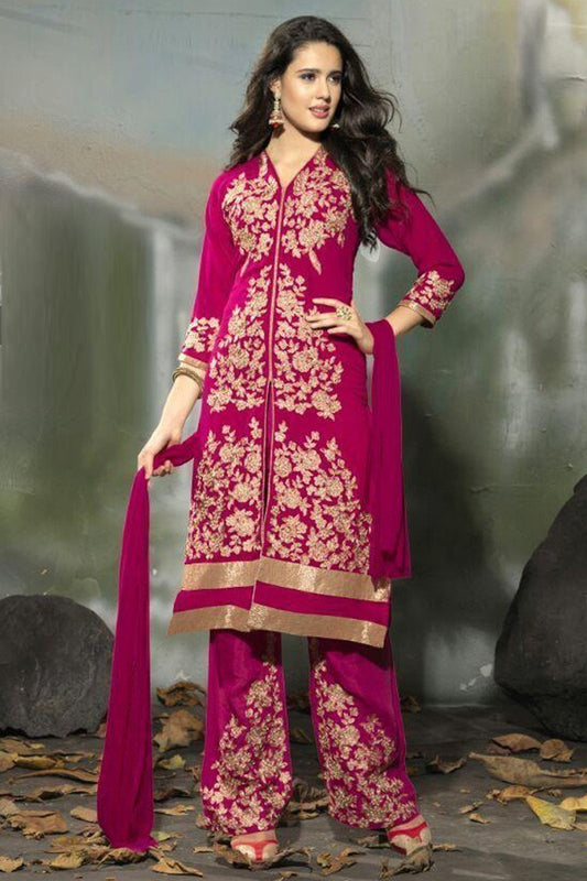 Amazing Pink Semi Stitched Party Wear Salwar Kameez EBSFSK15504H - Ethnicyug