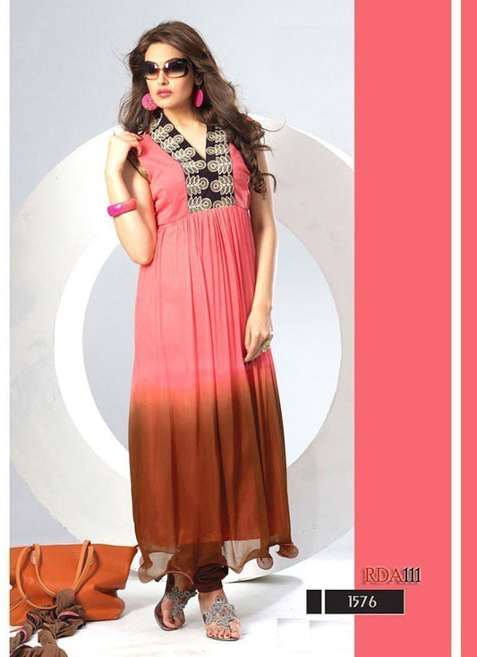 Beautiful Shaded coffee & pink colour Anarkali suit - Ethnicyug